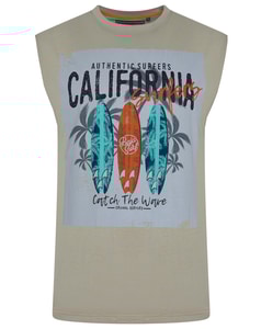 KAM Cali Surf Print Sleeveless Tee Laurel Oak